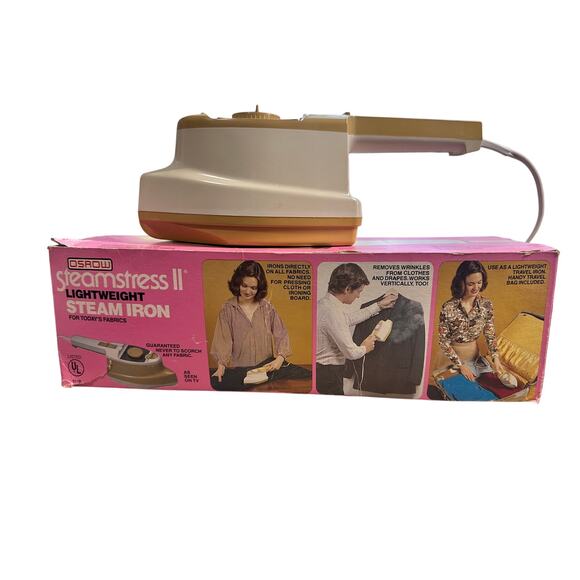 Vintage OSROW Steamstress II Lightweight Steam Iron -w/Box & Cup - WORKS! - Picture 5 of 7